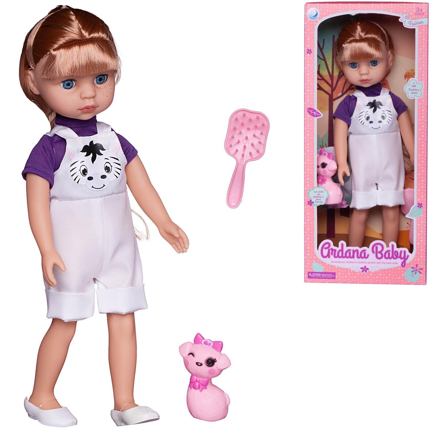 

Кукла Junfa Ardana Baby блондинка с розовой кошкой 37,5 см, WJ-19265/блондинка