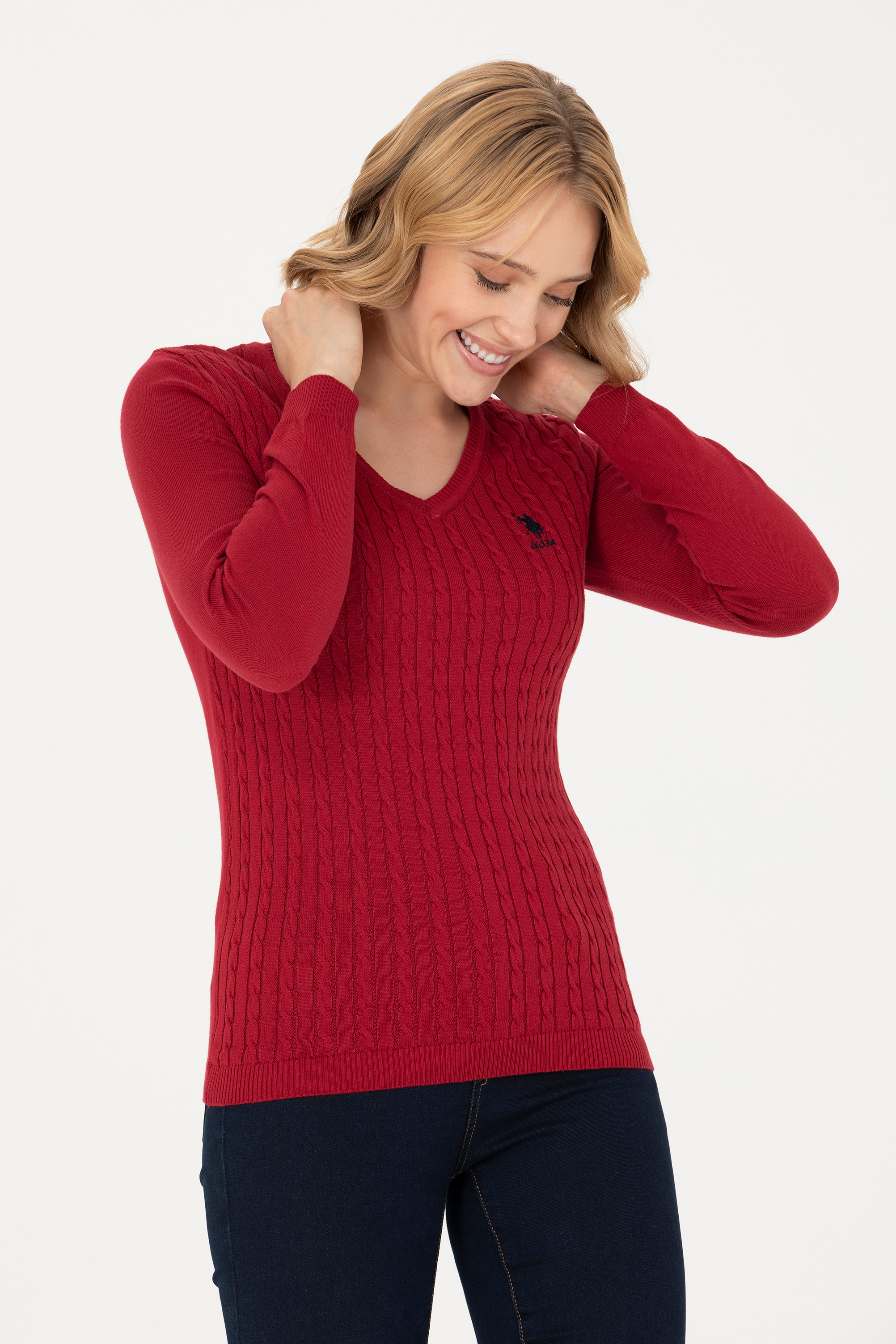 Пуловер женский US POLO Assn G082GL0TK0YTK03-BSK23 красный M 5100₽