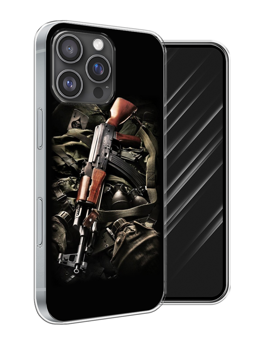 

Чехол Awog на Apple iPhone 16 Pro Max "Автомат", Черный;коричневый;серый, 16350-1