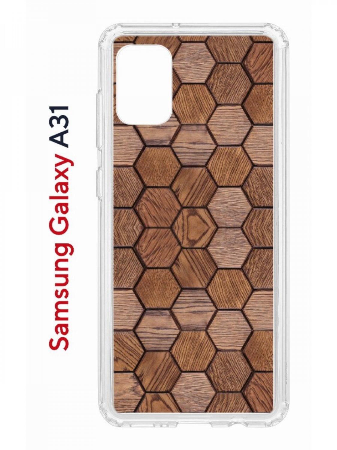 Чехол на Samsung A31 Kruche Print Текстура орех, противоударный бампер, с защитой камеры