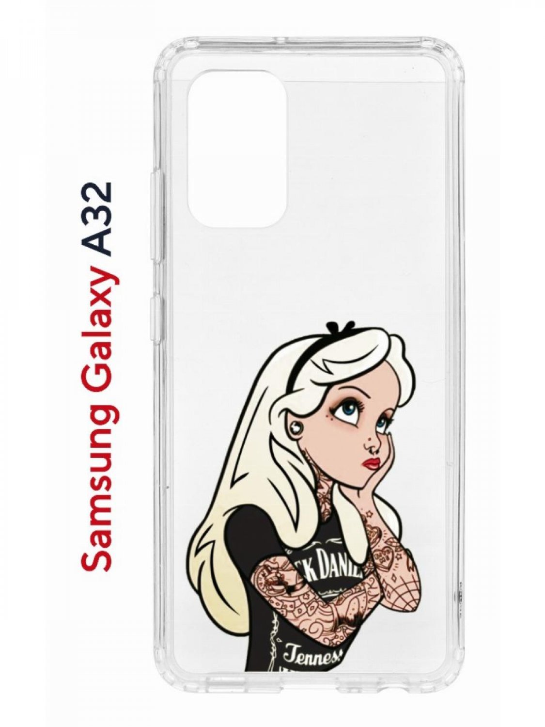 Чехол на Samsung A32 Kruche Print Tattoo Girl, противоударный бампер,с защитой камеры