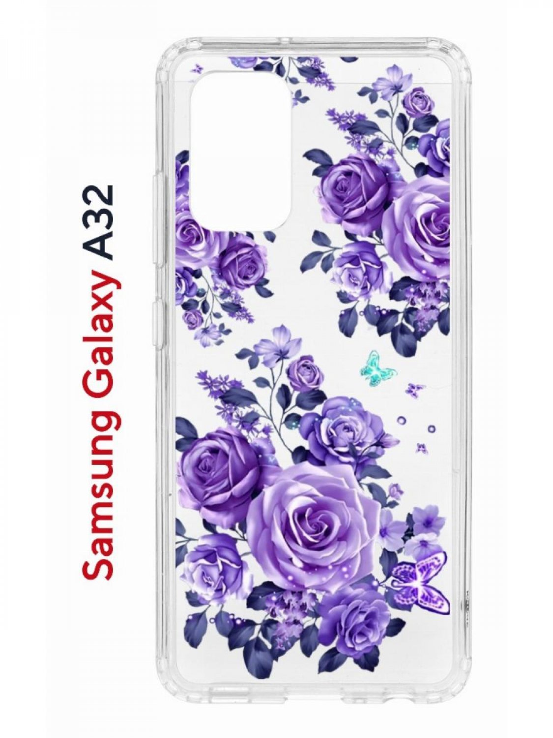 Чехол на Samsung A32 с принтом Kruche Print Roses, противоударный бампер,с защитой камеры