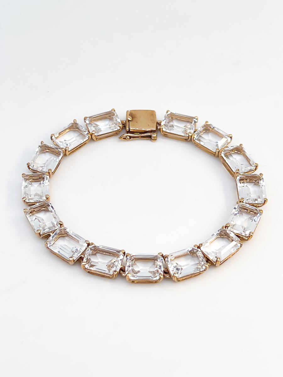 Браслет из бронзы р.19.5 Кристалл мечты 6126478352, горный хрусталь