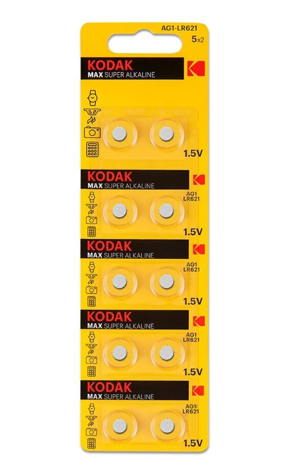 Батарейка Kodak AG1 / G1 / LR621 / LR60 / SR60 / 364A / 364 / 164 Alkaline 1.5 V (10 шт)