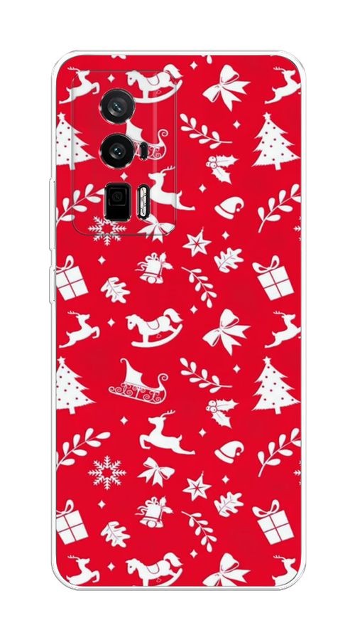 

Чехол на Redmi K60 "Красный новогодний фон", Красный;белый, 317450-5