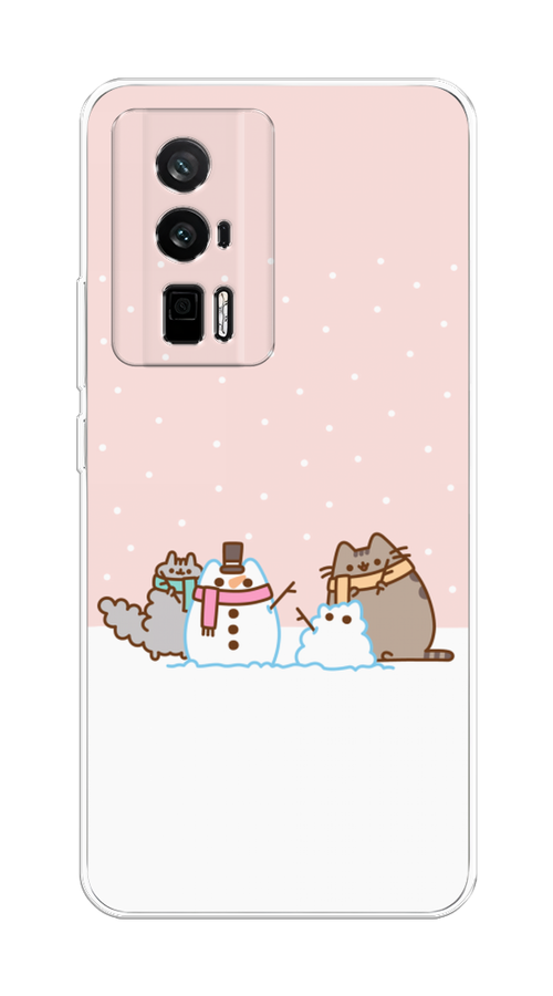 

Чехол на Redmi K60 "Котики в снегу", Розовый;белый;серый, 317450-5