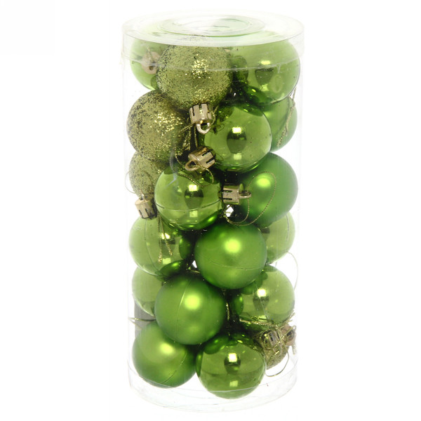 Набор шаров на ель Серпантин Микс Фактур зеленые 4 см 24 шт