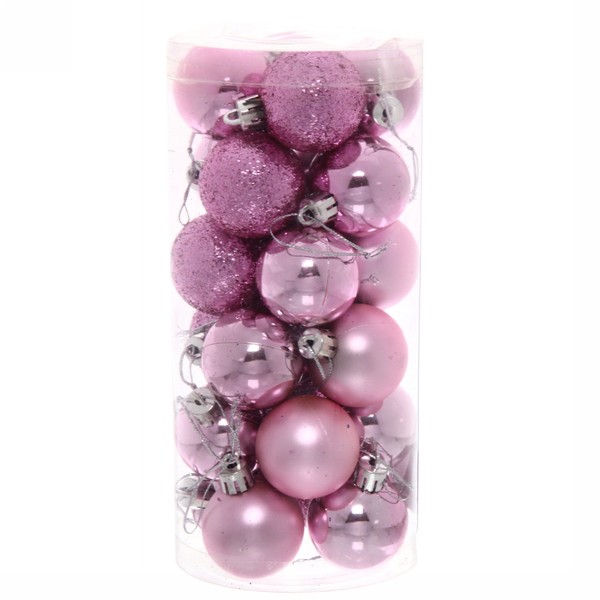 Набор шаров на ель Серпантин Микс Фактур розовые 6 см 24 шт