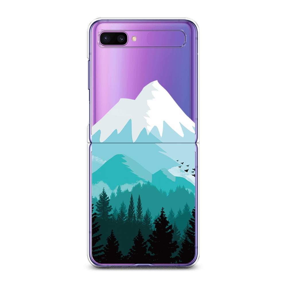 

Чехол на Samsung Galaxy Z Flip 1 "Синяя снежная гора", Белый;голубой, 2107150-2