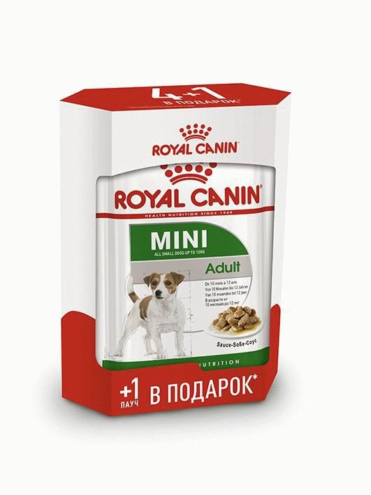 фото Влажный корм для собак royal canin mini adult, курица, 4+1 шт, по 85 г