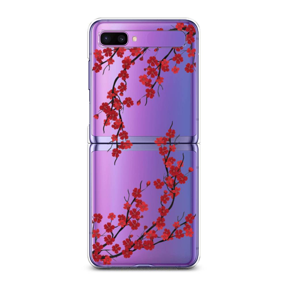 

Чехол на Samsung Galaxy Z Flip 1 "Красная сакура", Красный;черный, 2107150-2