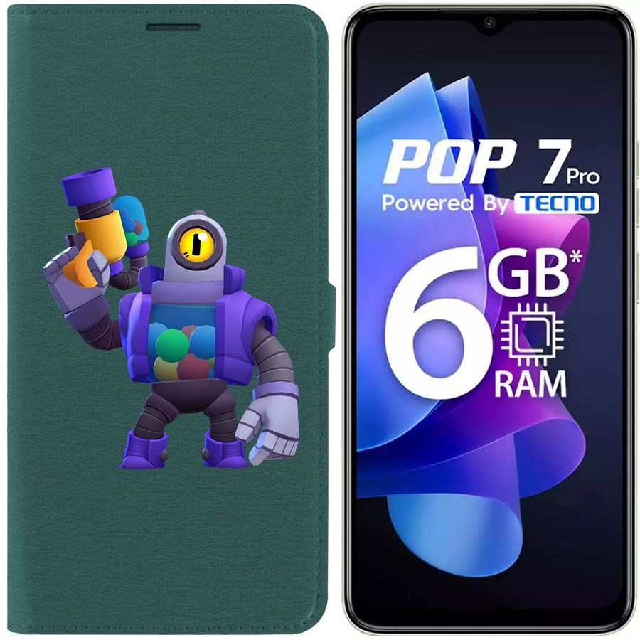 

Чехол-книжка Eco Book для Tecno Pop 7 Pro Brawl Stars-Рико