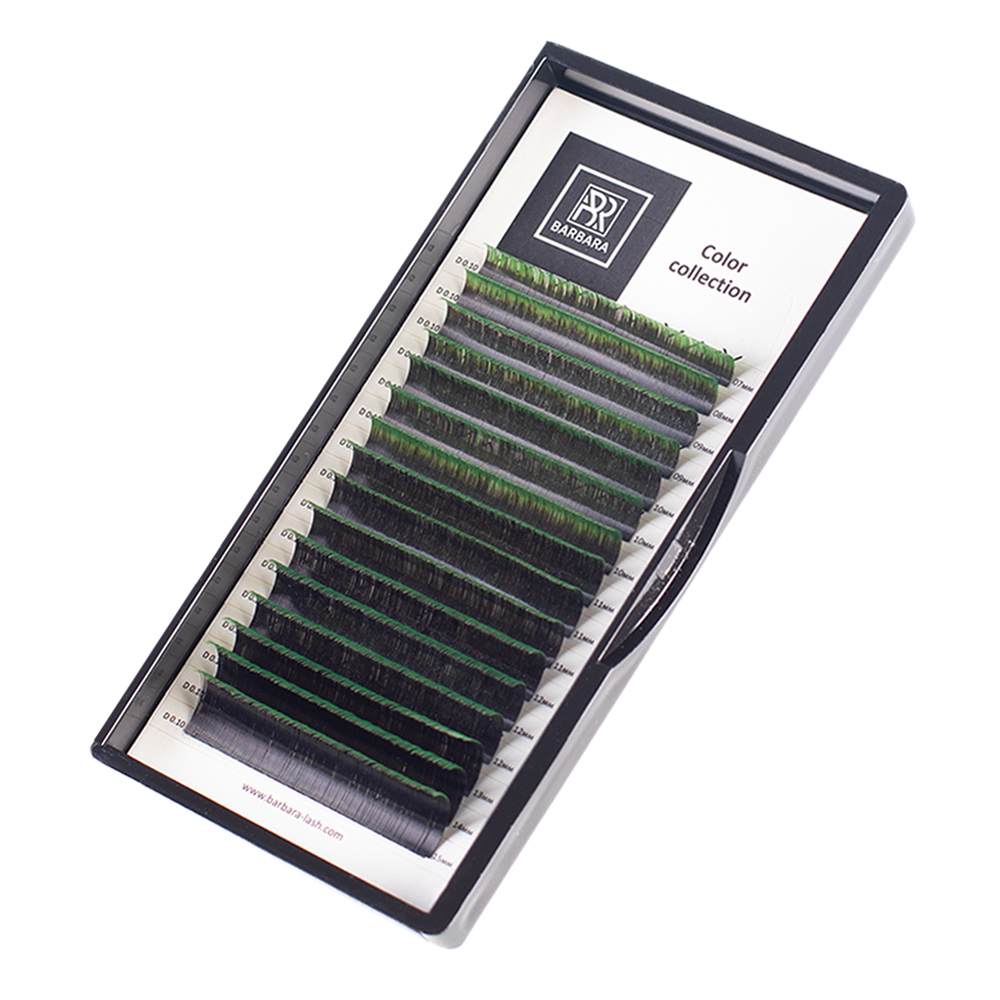 

Ресницы для наращивания BARBARA Black-Green color №2, C, 0.07, 7-15 mm, Зеленый