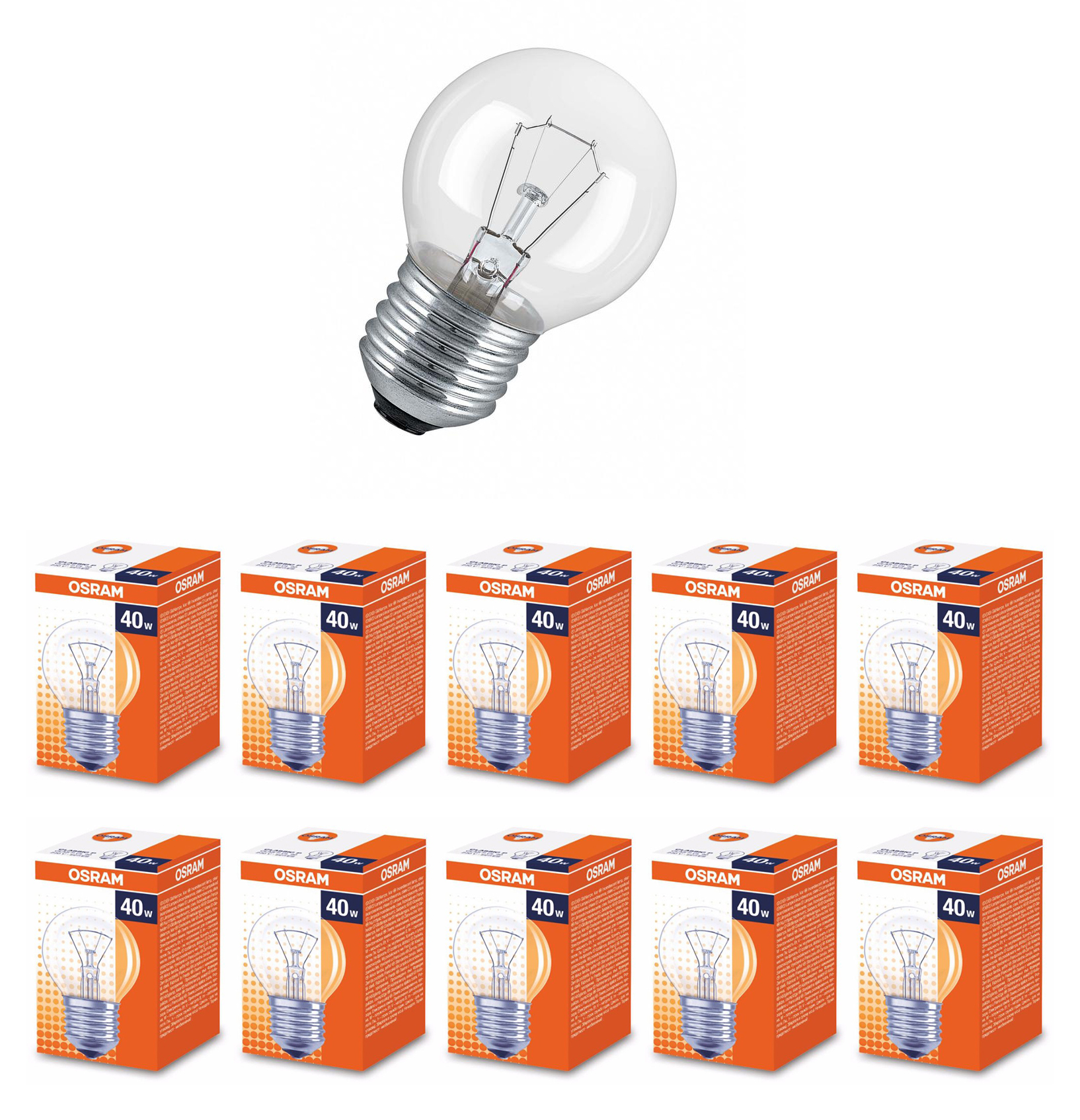 

Лампочка накаливания OSRAM Шар P E27 40Вт 220В 2700К Теплый белый Диммируемая, упак. 10шт, Шар P E27 40Вт 220В 2700К Диммируемая