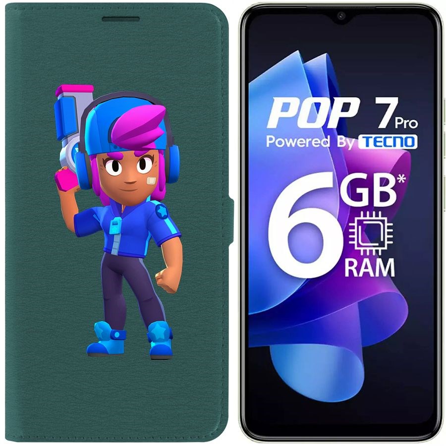 

Чехол-книжка Eco Book для Tecno Pop 7 Pro Brawl Stars-Звёздная Шелли