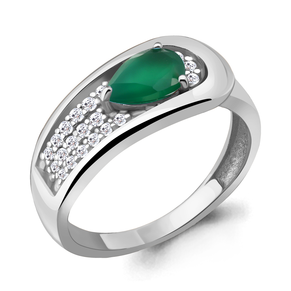 

Кольцо из серебра с агатом\фианитом Aquamarine Aquamarine 6969009А_925_р р, 6969009А_925_р