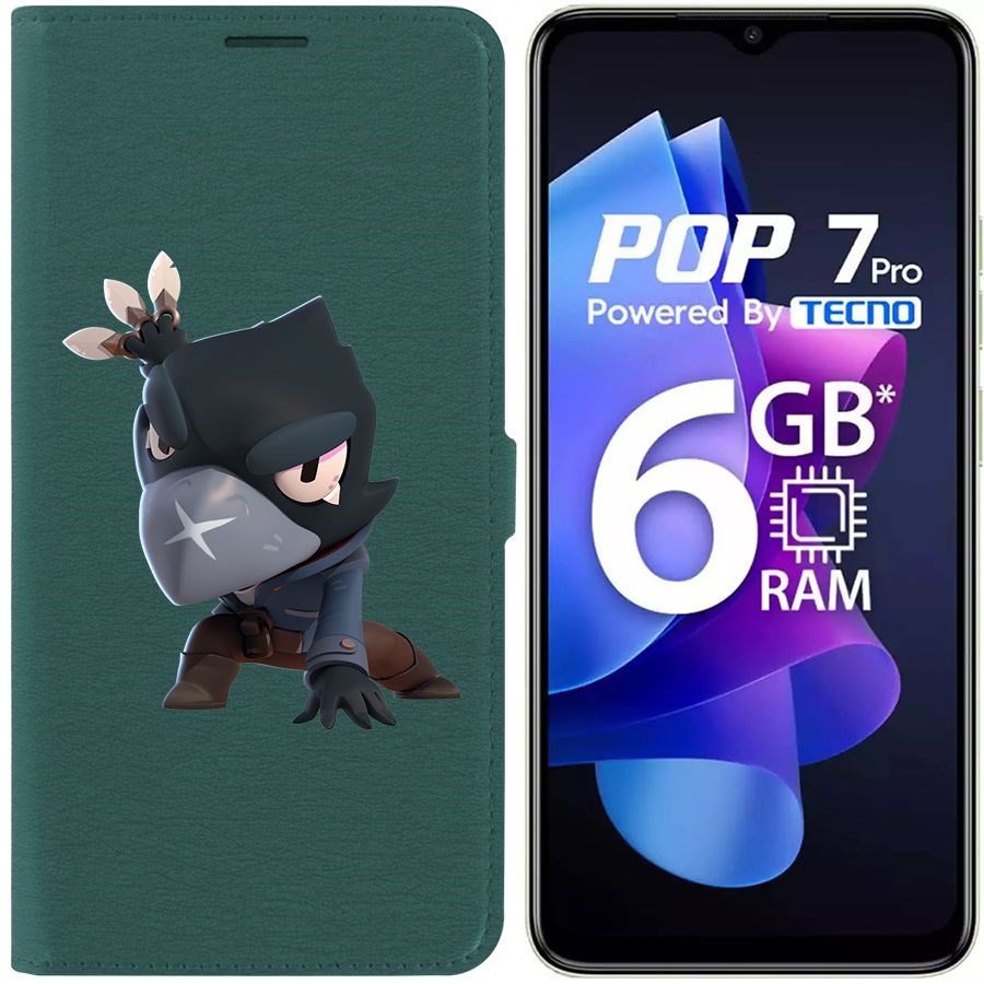 

Чехол-книжка Eco Book для Tecno Pop 7 Pro Brawl Stars-Ворон