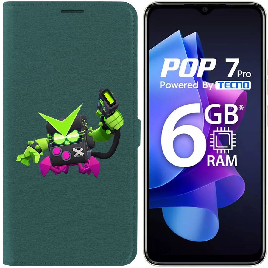

Чехол-книжка Eco Book для Tecno Pop 7 Pro Brawl Stars-Вирус 8-БИТ