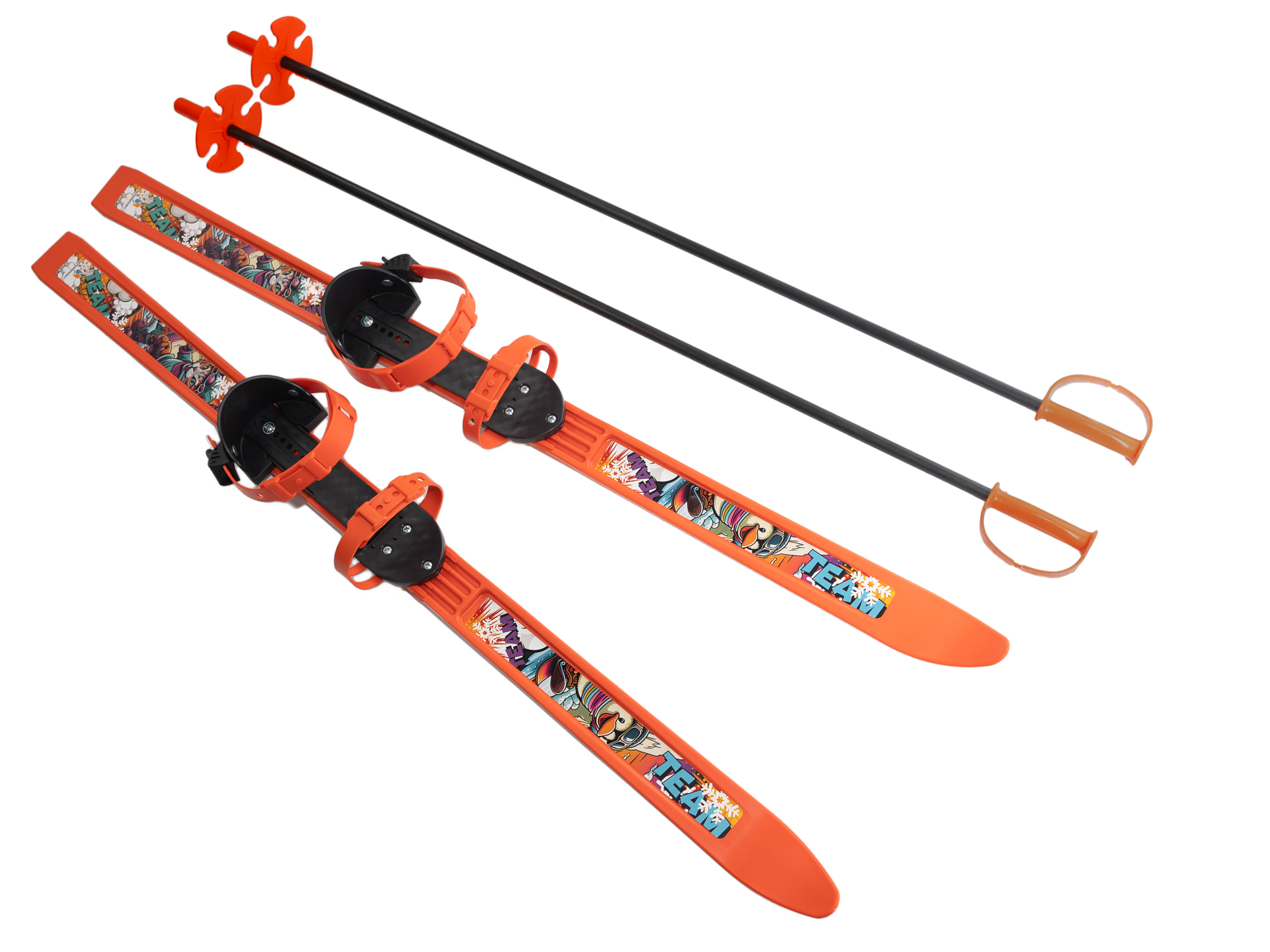 Детские лыжи NovaSport Team 100 см с палками и креплениями, лыжный комплект для детей