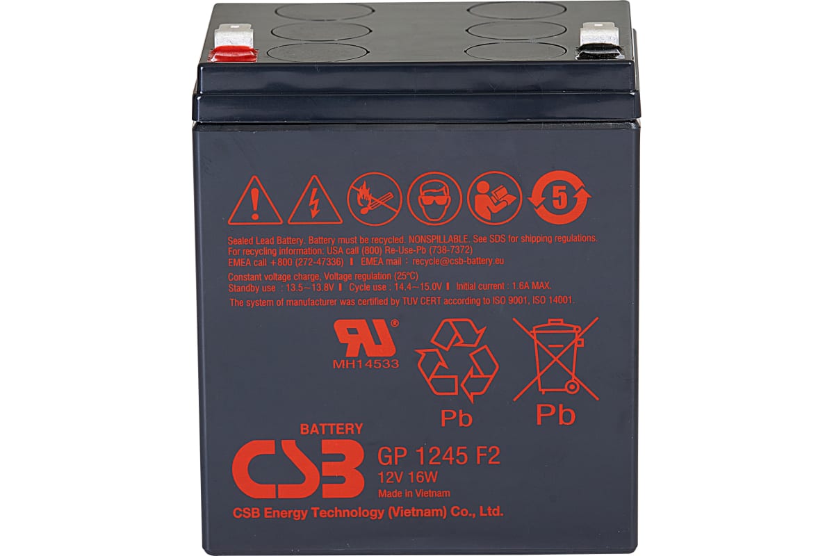 

Аккумулятор для ИБП CSB 4.5 А/ч 12 В (GP1245 (12V16W))