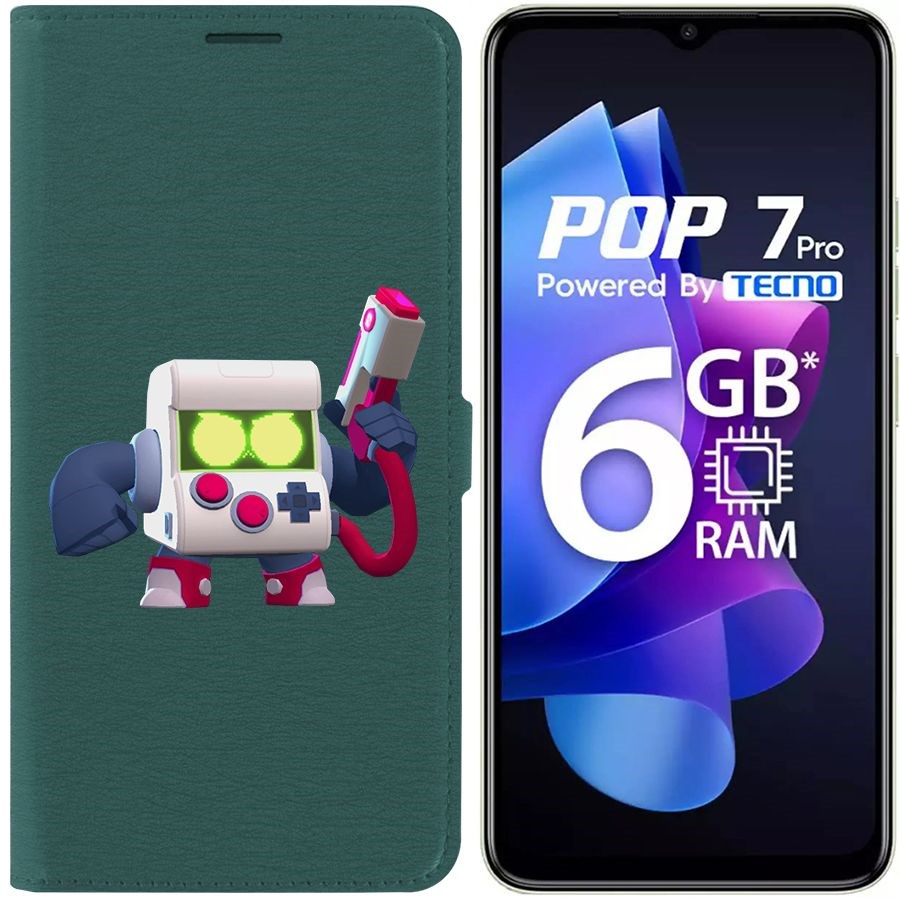 

Чехол-книжка Eco Book для Tecno Pop 7 Pro Brawl Stars-8-БИТ классический