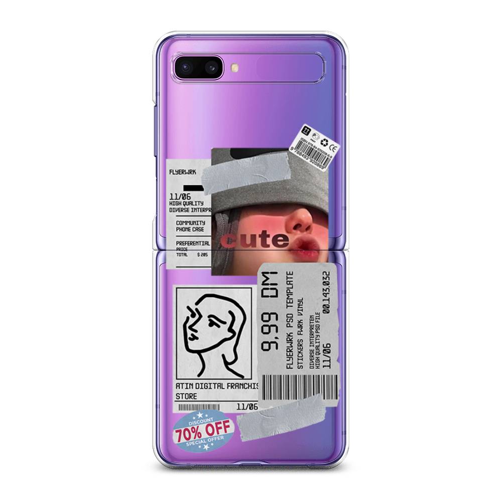 

Чехол на Samsung Galaxy Z Flip 1 "Cute girl collage", Розовый;серый;голубой, 2107150-6