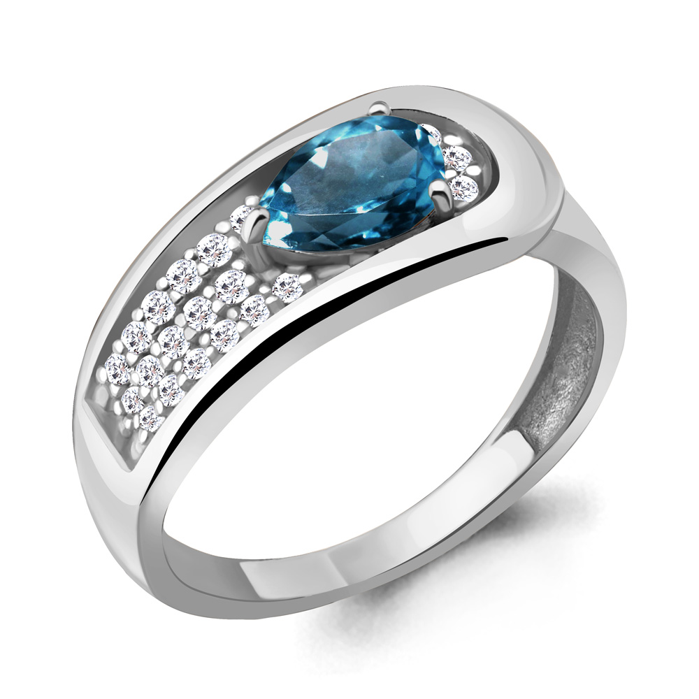 

Кольцо из серебра с топазом\фианитом Aquamarine Aquamarine 6969008А_925_р р, 6969008А_925_р