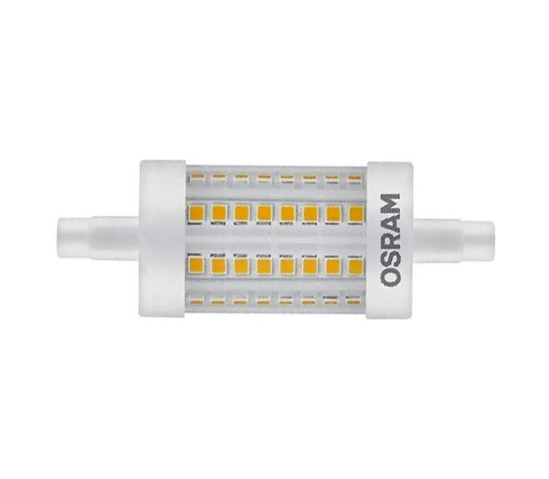 

Лампочка светодиодная OSRAM двухцокол R7s 78mm R7s 12Вт 220В 2700К Теплый белый упак. 1шт, Трубка линейная двухцокольная R7s 78mm R7s 12Вт 220В 2700К Диммируемая