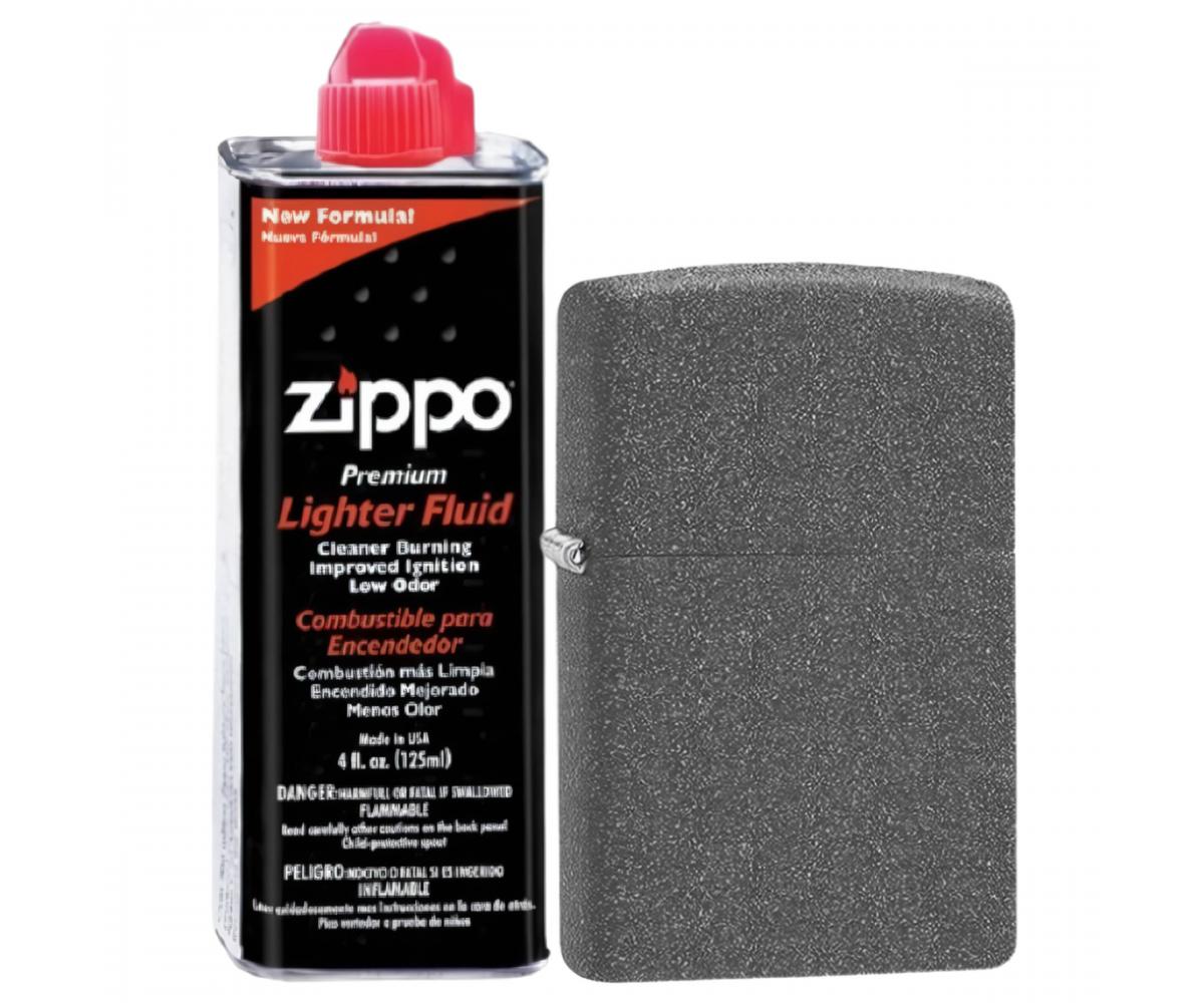 

Бензиновая зажигалка ZIPPO 211 Iron Stone + бензин Zippo 125 мл 211-3141, Черный