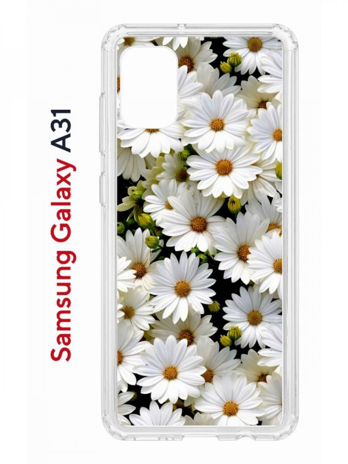 Чехол на Samsung A31 Kruche Print Ромашки, противоударный бампер, с защитой камеры
