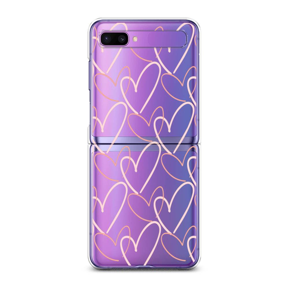 

Чехол на Samsung Galaxy Z Flip 1 "Узор из сердечек", Розовый;бежевый, 2107150-6