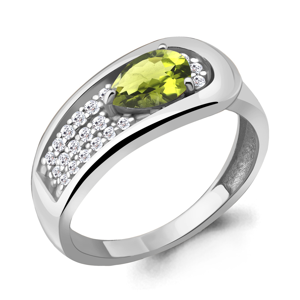 

Кольцо из серебра с хризолитом\фианитом Aquamarine Aquamarine 6969007А_925_р р, 6969007А_925_р