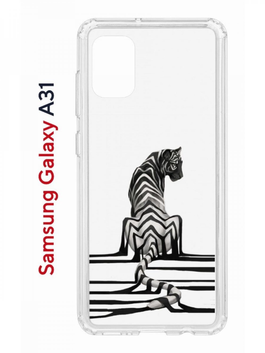 

Чехол на Samsung A31 с принтом Kruche Print Tiger, противоударный бампер, с защитой камеры, Прозрачный;черный;белый;серый, Самсунг Галакси А31