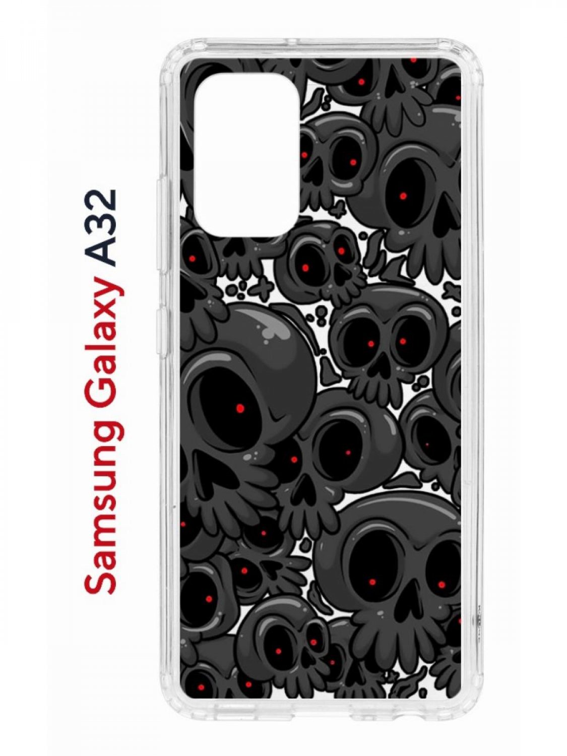 Чехол на Samsung A32 Kruche Print Skull gray, противоударный бампер,с защитой камеры