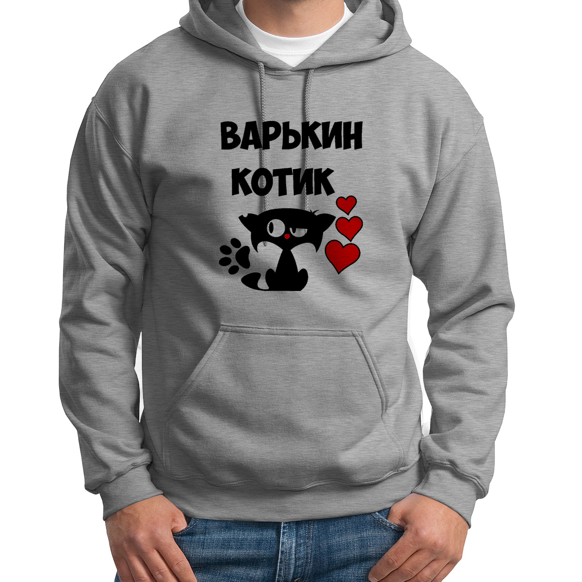 

Худи унисекс CoolPodarok Варькин котик белое 44 RU, CX44S04486
