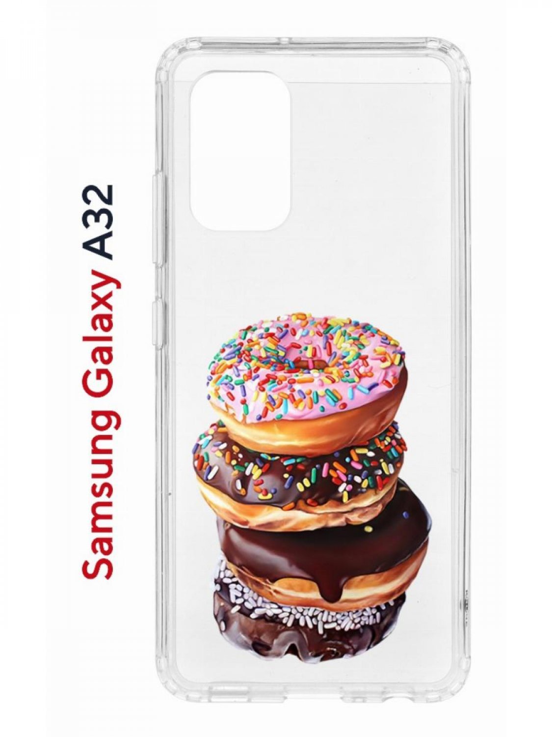 фото Чехол на samsung a32 с принтом kruche print donuts, противоударный бампер,с защитой камеры кruче