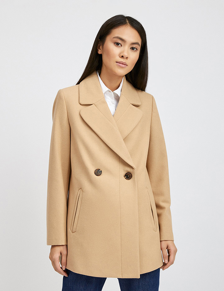 

Пальто женское United Colors of Benetton 21A_2DK6536P5 бежевое 48, 21A_2DK6536P5