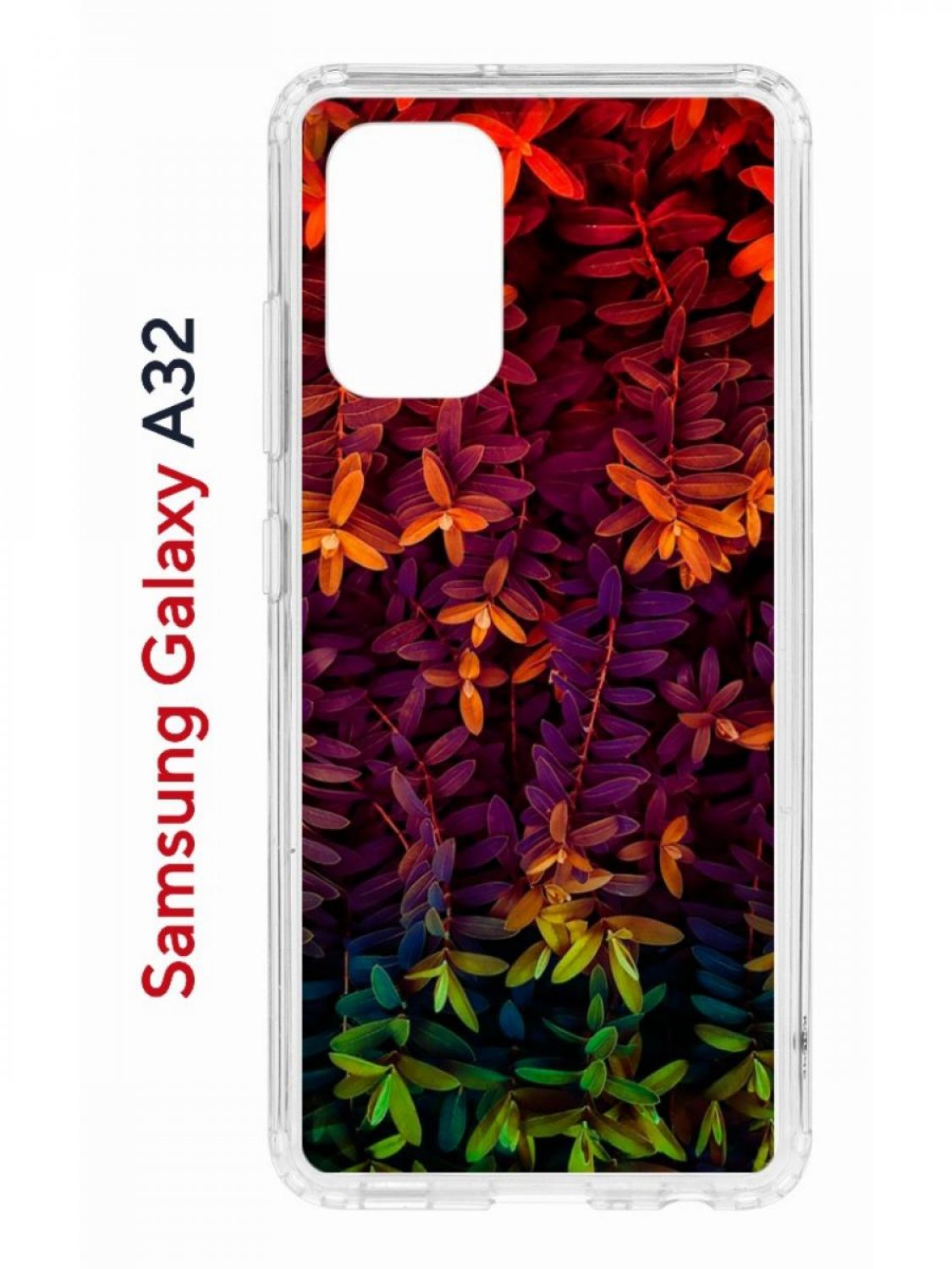 Чехол на Samsung A32 Kruche Print Neon leaves, противоударный бампер,с защитой камеры