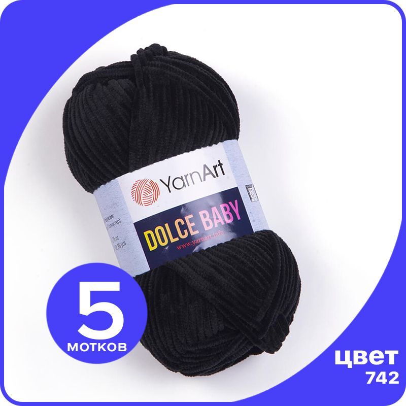 

Пряжа плюшевая YarnArt Dolce Baby - 742 (Черный) - 5 шт / ЯрнАрт Дольче Беби, DolceBABY klubok.club_5