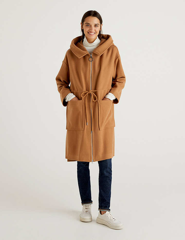 

Пальто женское United Colors of Benetton 21A_2JWX5K354 коричневое L, 21A_2JWX5K354