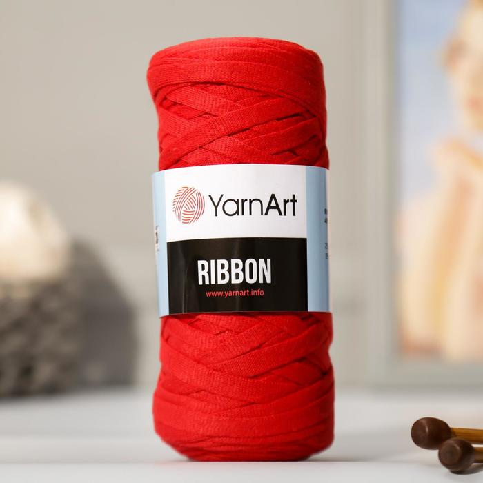 фото Пряжа "ribbon" 40% полиэстер, 60% хлопок 125м/250гр (773 красный) yarnart