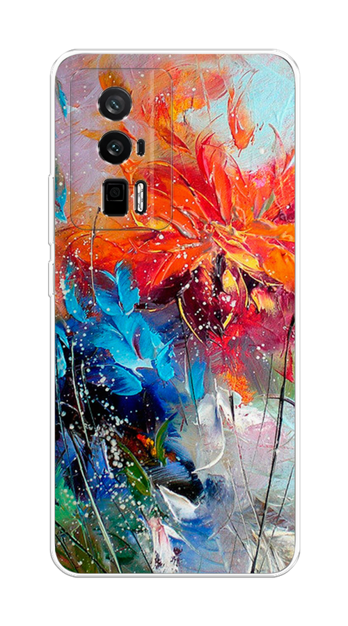

Чехол на Redmi K60 "Абстрактные цветы", Оранжевый;синий, 317450-4