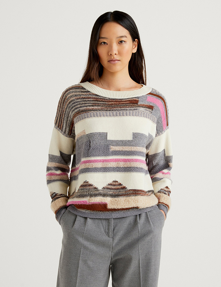 

Джемпер женский United Colors of Benetton 21A_1144E1P31 разноцветный M, 21A_1144E1P31