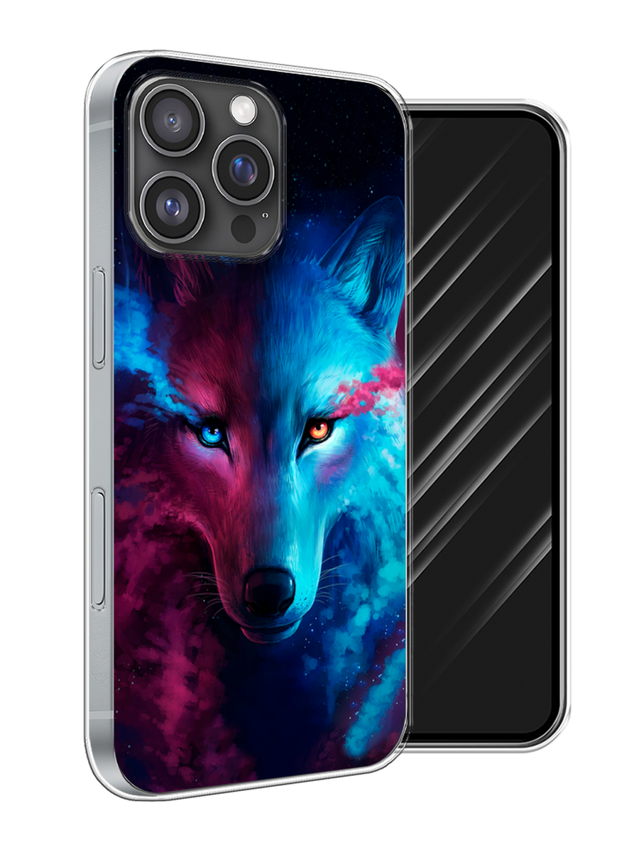 

Чехол Awog на Apple iPhone 16 Pro Max "Волшебный волк", Голубой;розовый, 16350-1