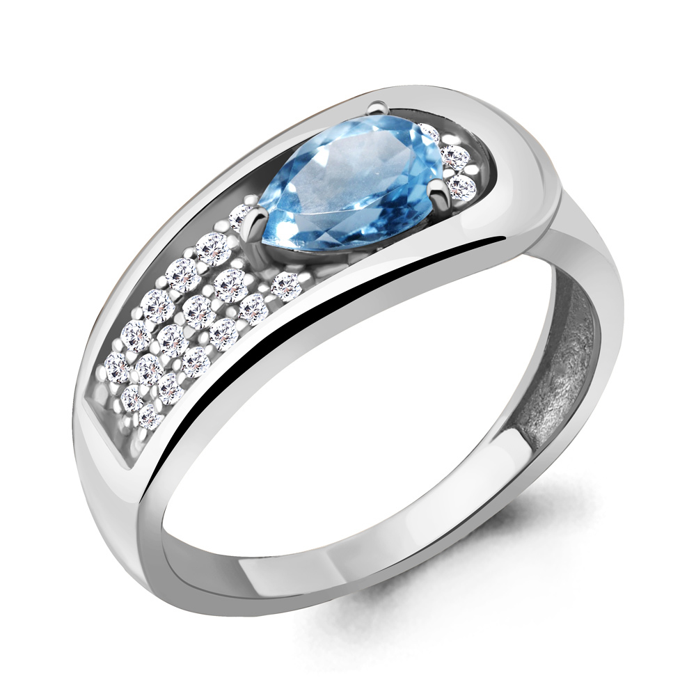 

Кольцо из серебра с топазом\фианитом Aquamarine Aquamarine 6969005А_925_р р. 17,5, 6969005А_925_р