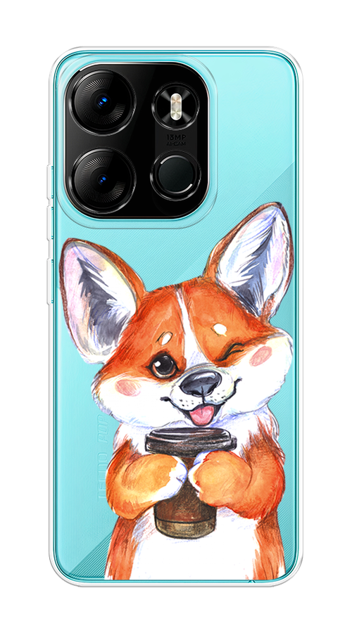 

Чехол на Tecno Spark Go 2023/Infinix Smart 7 "Корги с кофе", Оранжевый;белый, 3103750-4