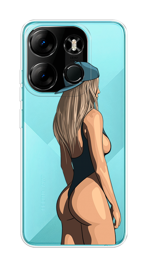 

Чехол на Tecno Spark Go 2023/Infinix Smart 7 "Девушка в черном купальнике", Зеленый;бежевый;черный, 3103750-6