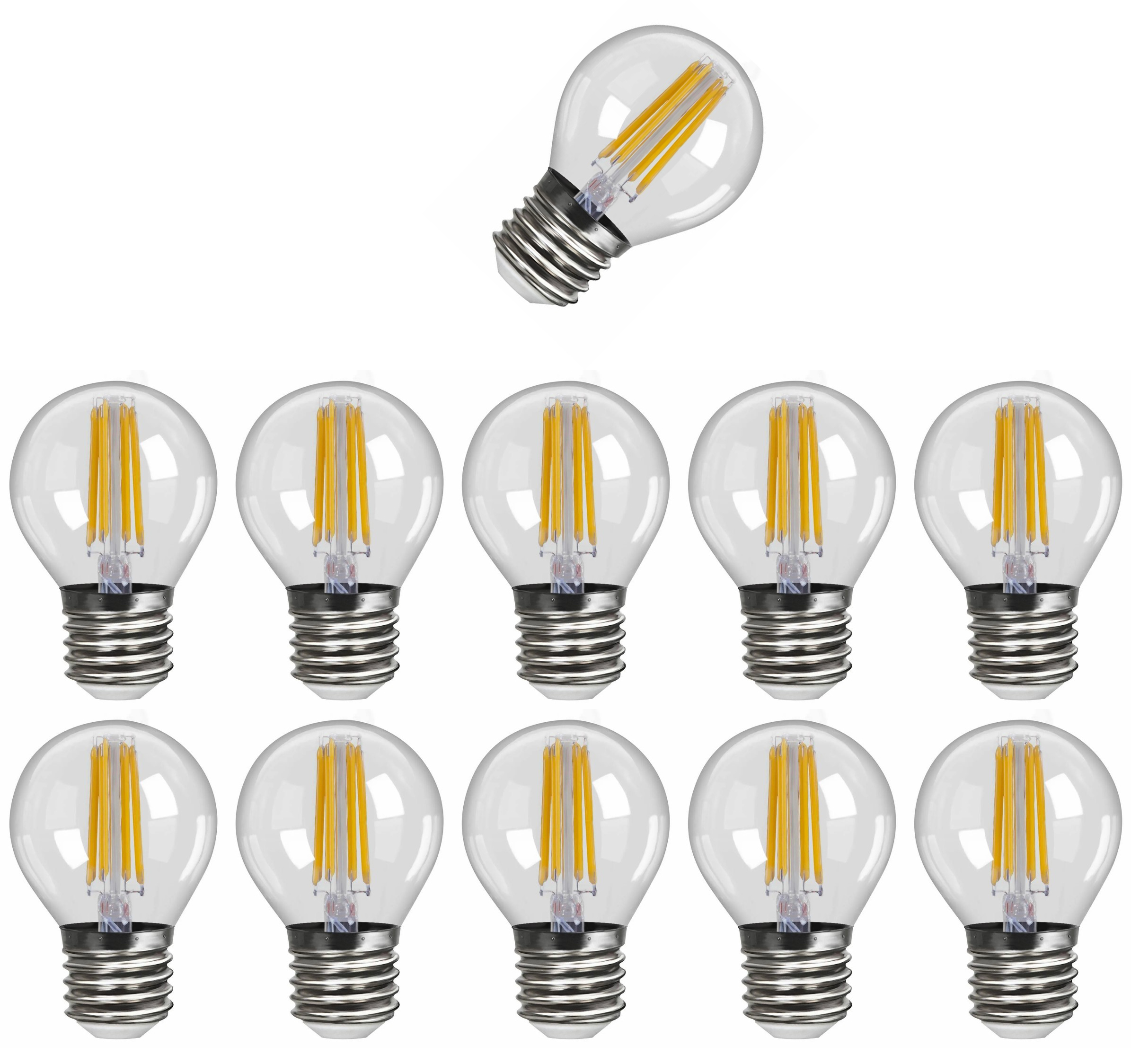 

Лампочка светодиодная Osram стекло Шарик P45 E27 5Вт 220В 600Лм 6500К Холодный белый 10шт, Филамент стекло Шарик P45 E27 5Вт 220В 600Лм 6500К