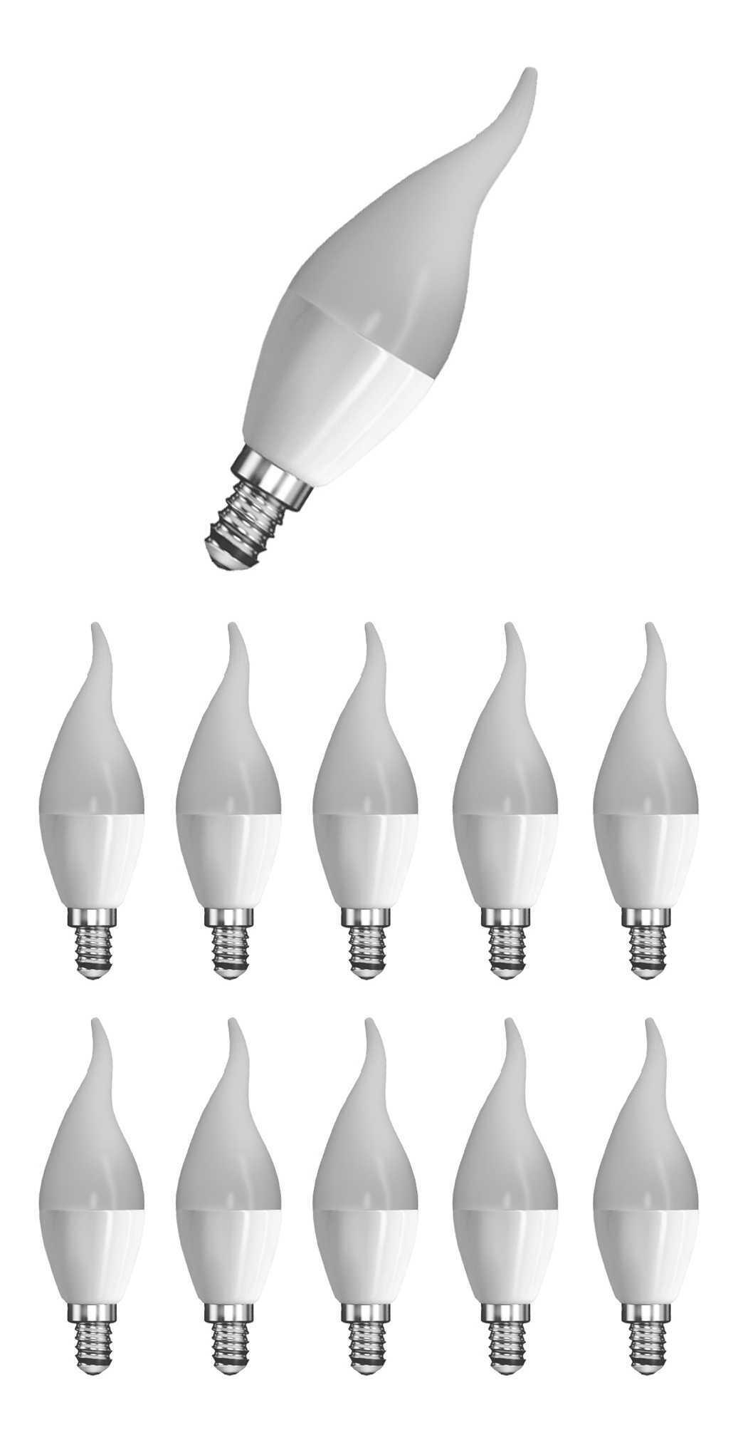 

Лампочка светодиодная Foton Lighting Свеча BA E14 7,5Вт 220В 700Лм 6400К Холод белый 10шт, Свеча на ветру BA E14 7,5Вт 220В 700Лм 6400К