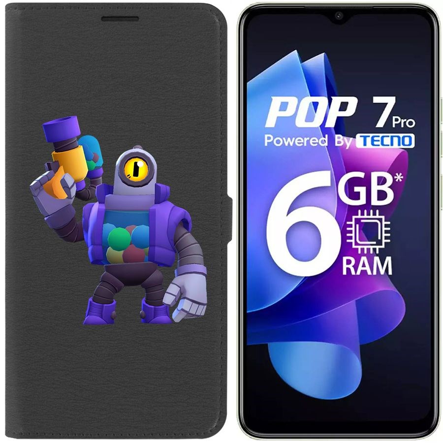 

Чехол-книжка Eco Book для Tecno Pop 7 Pro Brawl Stars-Рико